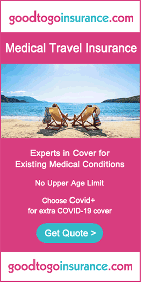 goodtogoinsurance.com - Medical travel insurance. Experts in Cover for Existing medical conditions. No upper age limit. Choose Covid+ for extra COVID-19 cover. Get Quote